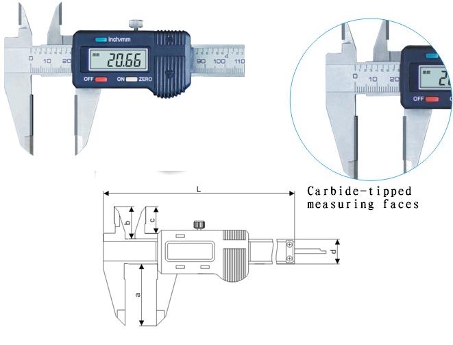 Digital Vernier Calipers with Carbide-tipped measuring faces